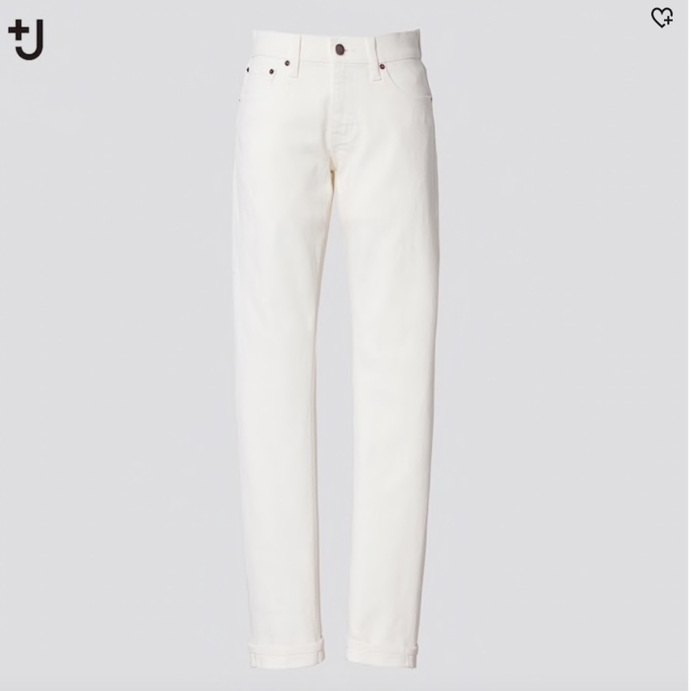 Uniqlo +J SELVEDGE STRAIGHT JEANS, off white